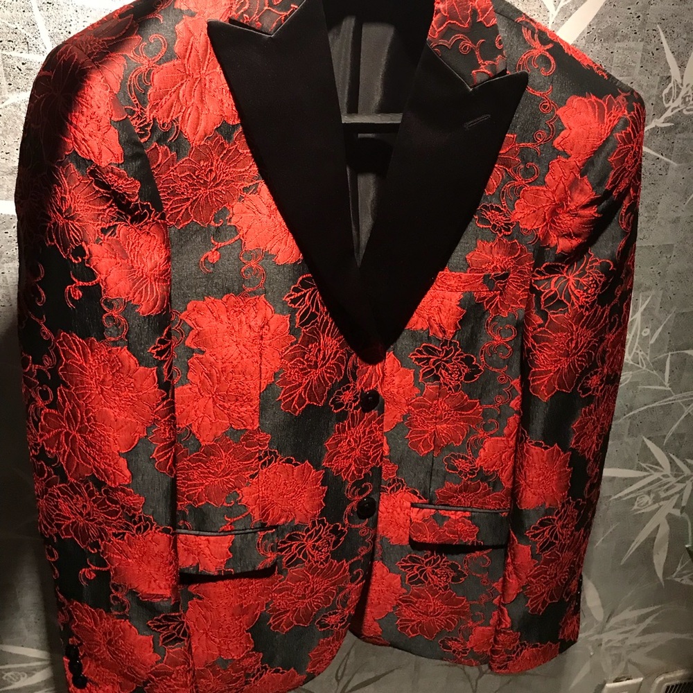 Red Floral Suit Jacket